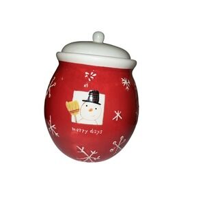 HALLMARK "MERRY DAYS" CHRISTMAS CANISTER/COOKIE JAR w/SNOWMAN‎